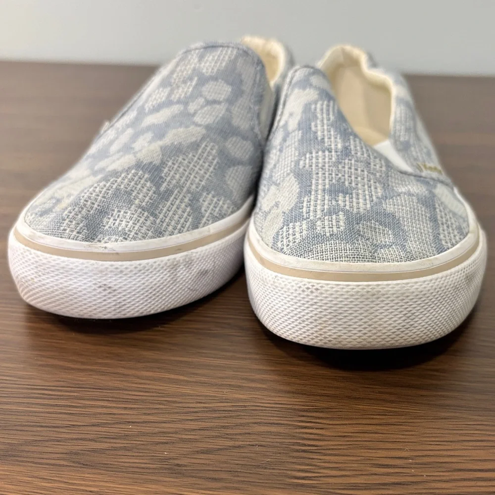 Keds Womens Double Decker Floral Jacquard Slip On Sneakers WF64618 Blue White